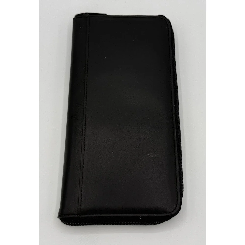 Black Leather Travel Organizer Wallet Boarding Pass Passport Ticket Holder Doppl